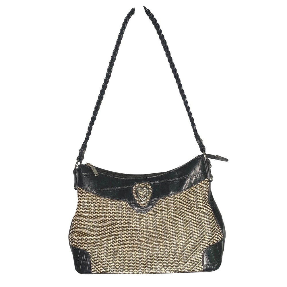 Vintage Women's MC Company woven jute and leather purse shoulder bag